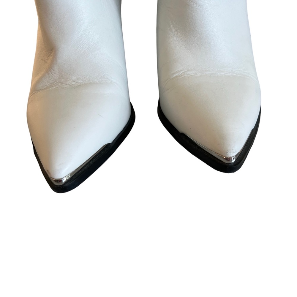 SM Zora White Leather Ankle Bootie - Picture 4 of 10